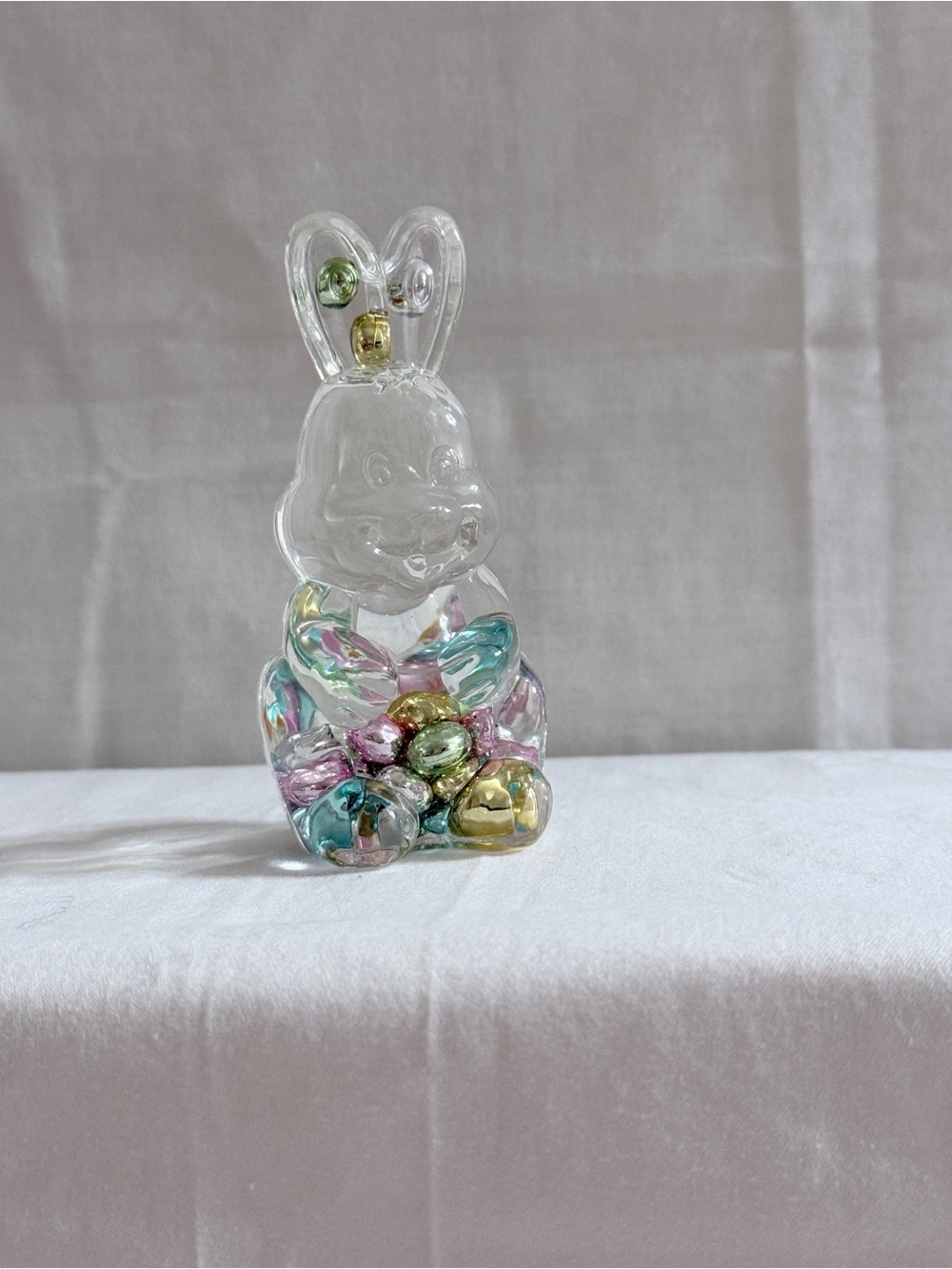 Glass Bunny Figurine with Pastel Metallic Accents